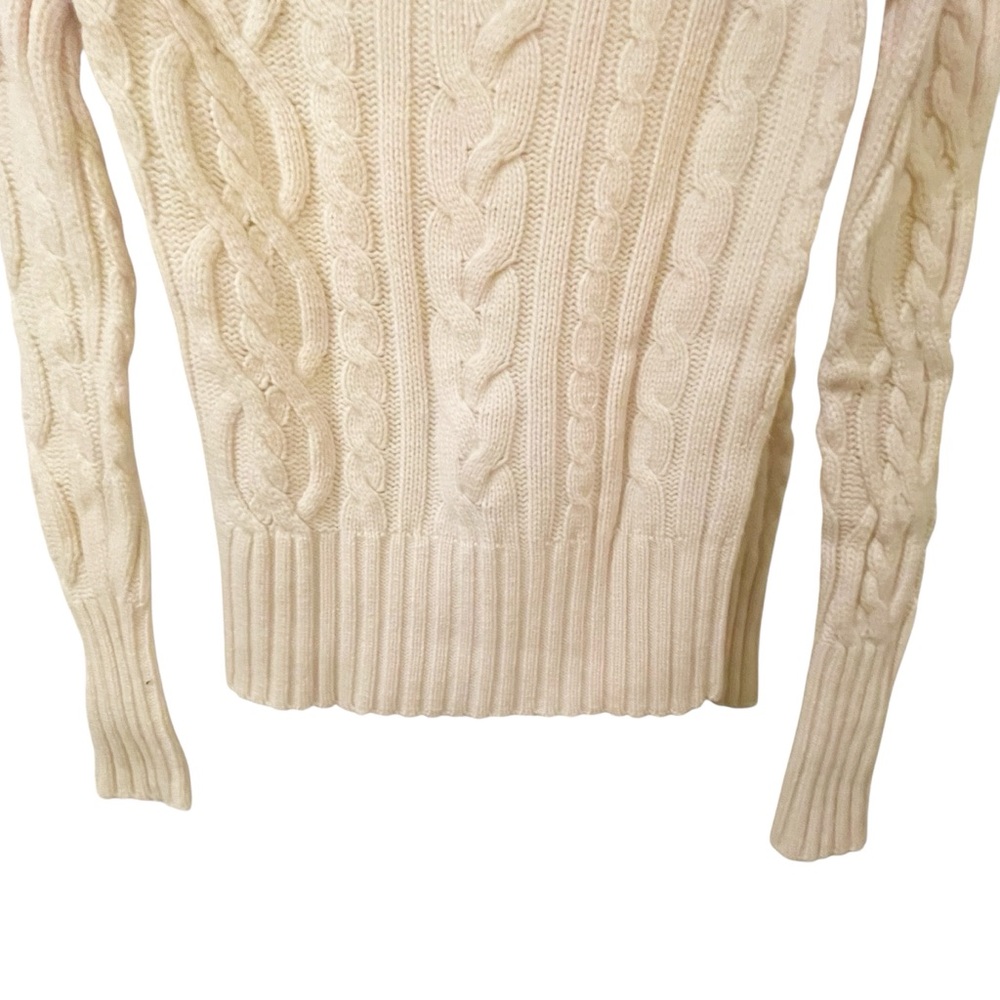 100%‎ Cashmere Chunky Aran Cable Knit Mock Neck Turtleneck Sweater Small Ivory - Picture 12 of 15
